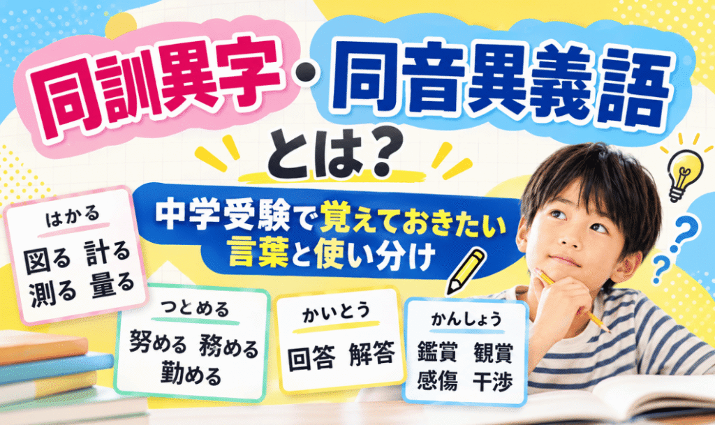 同訓異字・同音異義語とは?中学受験で覚えておきたい言葉と使い分け